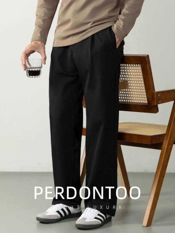 Muške hlače za odijelo - bez peglanja, Slim-Fit, poluelastična struka, ravni kroj, mješavina poliester-viskoza-spandexa