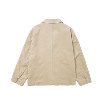 Pamukasti corduroy ležerni sako, japanski stil, opuštena silueta, ovratnik Lapel, jednodjelna trogumba kopča, proljeće