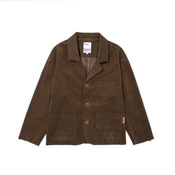 Pamukasti corduroy ležerni sako, japanski stil, opuštena silueta, ovratnik Lapel, jednodjelna trogumba kopča, proljeće