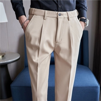 Muške hlače odijela ravnog kroja, vuneni materijal, 100% acetat vlakno, bez pegle, poslovni formalni stil