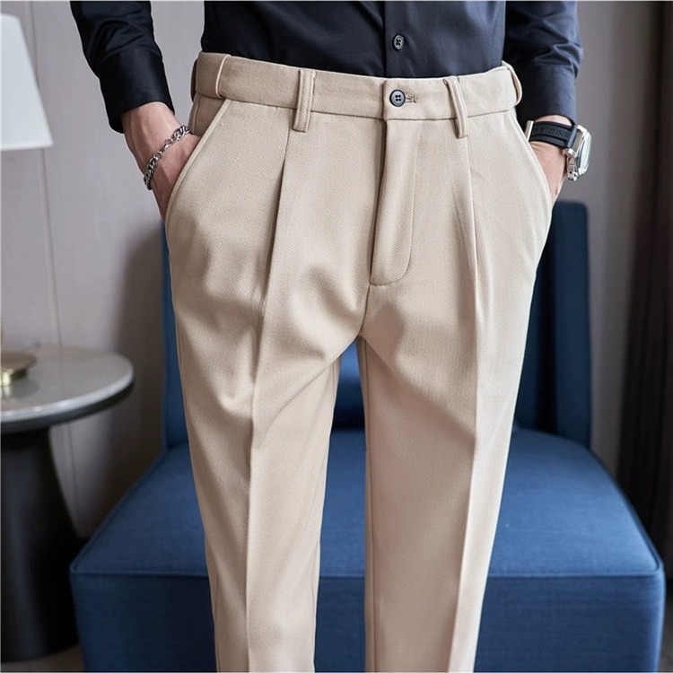 Muške hlače odijela ravnog kroja, vuneni materijal, 100% acetat vlakno, bez pegle, poslovni formalni stil