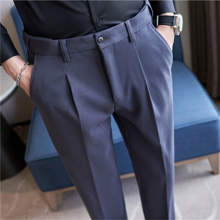 Muške hlače odijela ravnog kroja, vuneni materijal, 100% acetat vlakno, bez pegle, poslovni formalni stil