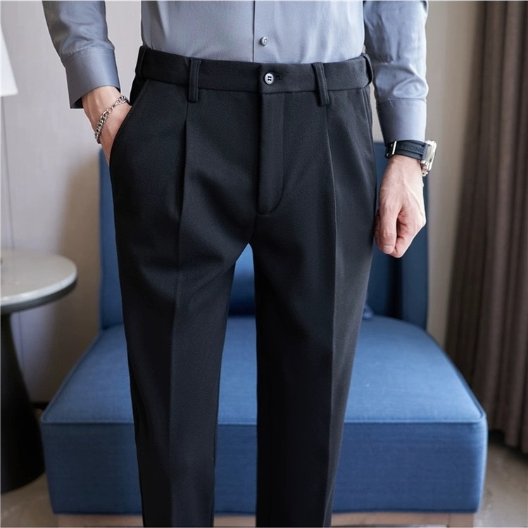 Muške hlače odijela ravnog kroja, vuneni materijal, 100% acetat vlakno, bez pegle, poslovni formalni stil