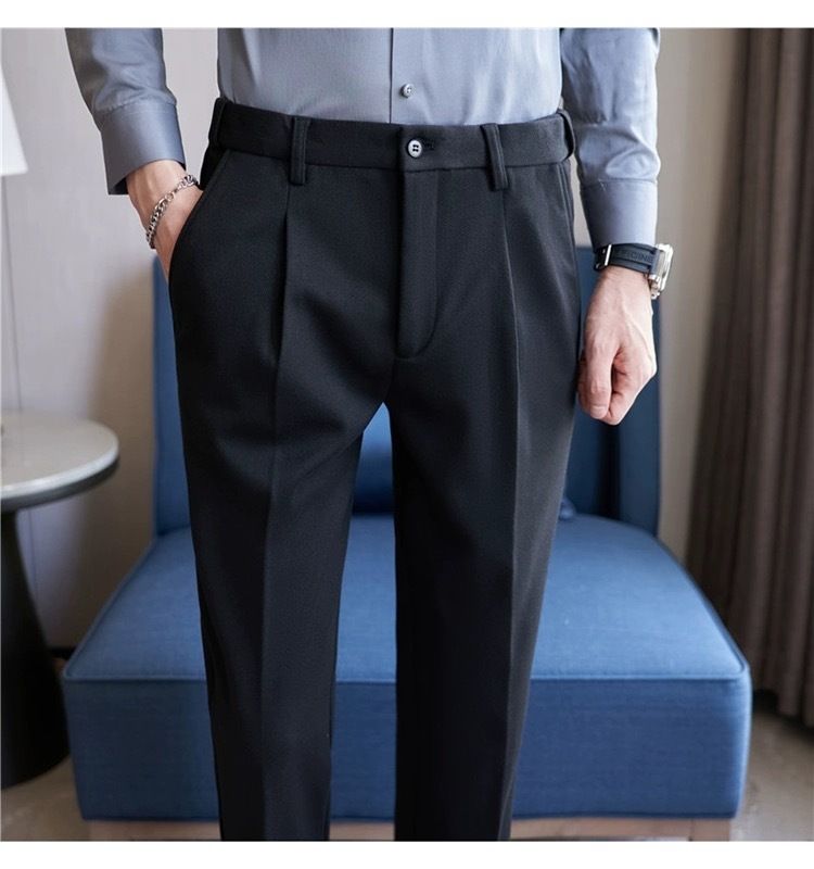 Muške hlače odijela ravnog kroja, vuneni materijal, 100% acetat vlakno, bez pegle, poslovni formalni stil