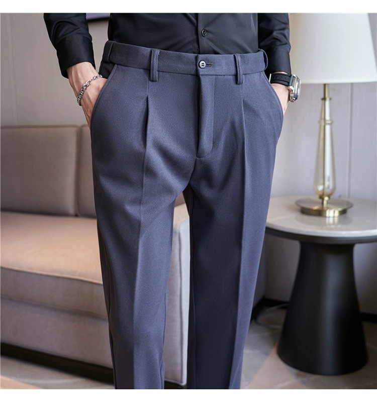 Muške hlače odijela ravnog kroja, vuneni materijal, 100% acetat vlakno, bez pegle, poslovni formalni stil