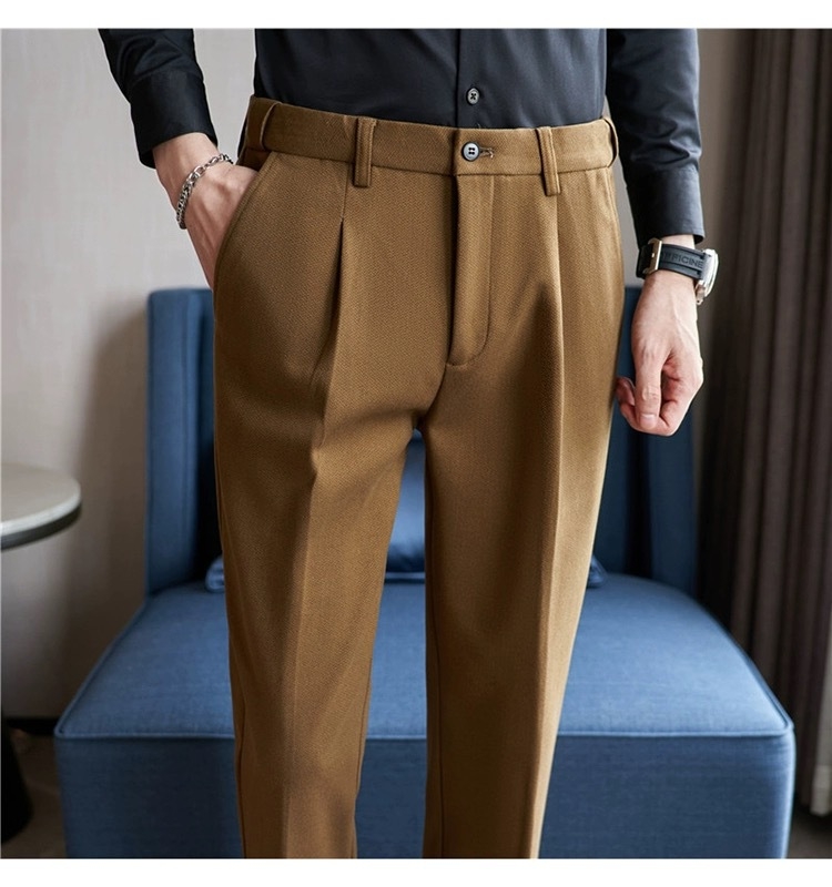 Muške hlače odijela ravnog kroja, vuneni materijal, 100% acetat vlakno, bez pegle, poslovni formalni stil