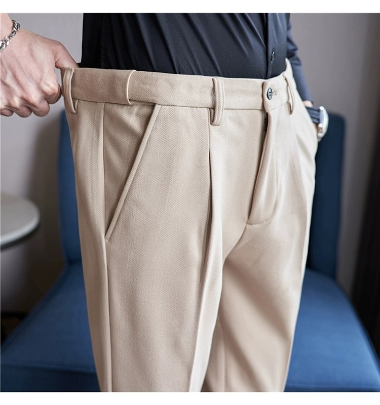 Muške hlače odijela ravnog kroja, vuneni materijal, 100% acetat vlakno, bez pegle, poslovni formalni stil