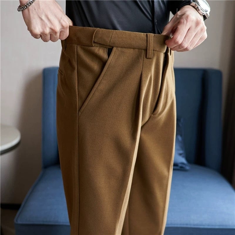 Muške hlače odijela ravnog kroja, vuneni materijal, 100% acetat vlakno, bez pegle, poslovni formalni stil