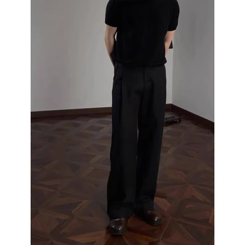 Muške hlače od lana s ravnim krojem, poslovno-formalan stil