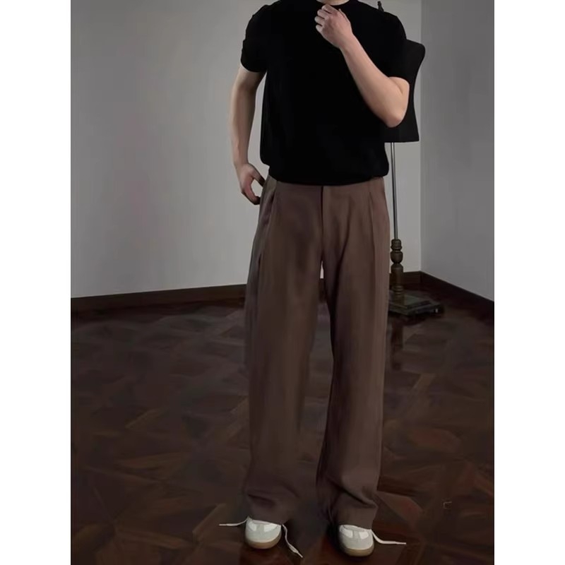 Muške hlače od lana s ravnim krojem, poslovno-formalan stil