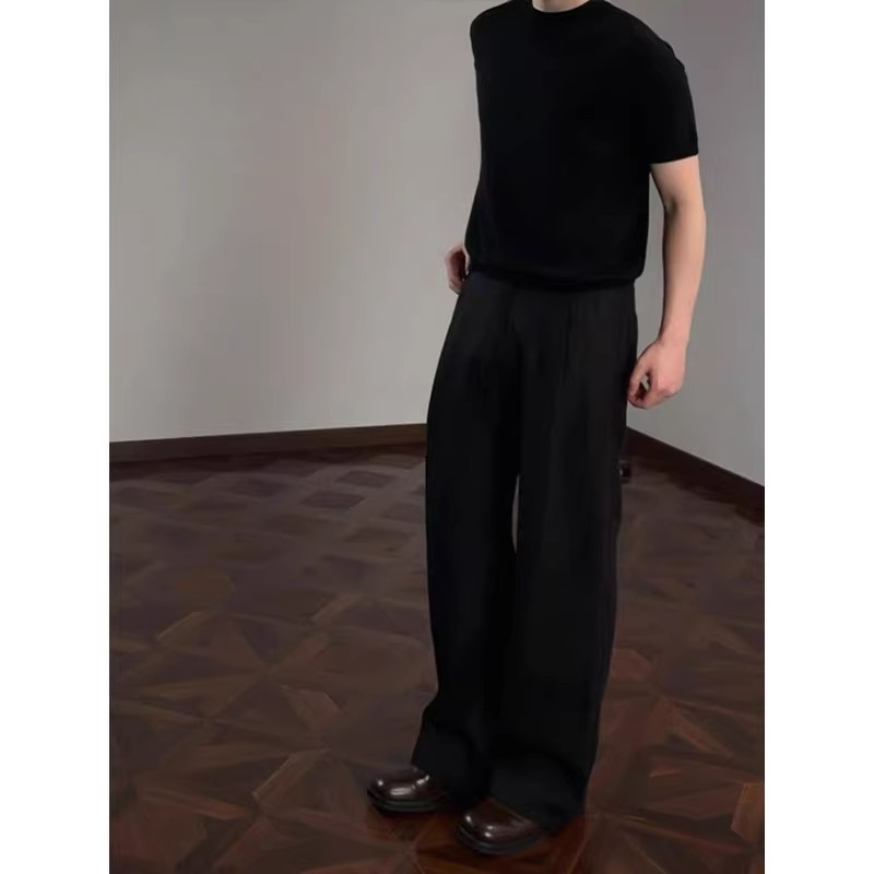 Muške hlače od lana s ravnim krojem, poslovno-formalan stil