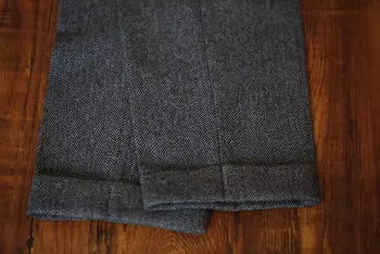 Férfi nadrágok: Slim szabás, Herringbone Corduroy, 9/10 hosszúság, felhajtott szár, téli üzleti casual