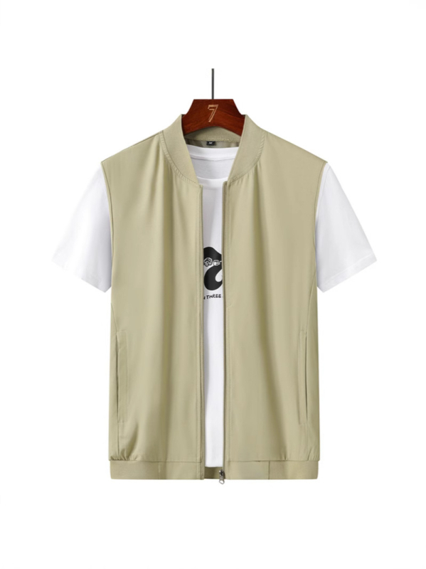 Muška bezrukavna vesta s zatvaračem, slobodan kroj, V-izrez, sportski kardigan stil, 95% poliester mješavina