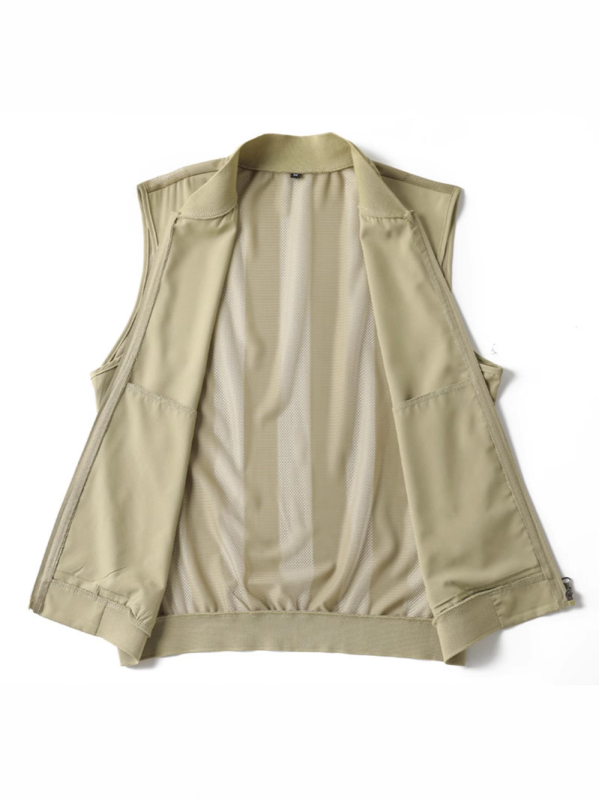 Muška bezrukavna vesta s zatvaračem, slobodan kroj, V-izrez, sportski kardigan stil, 95% poliester mješavina