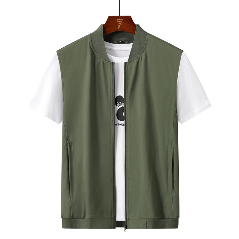 Muška bezrukavna vesta s zatvaračem, slobodan kroj, V-izrez, sportski kardigan stil, 95% poliester mješavina