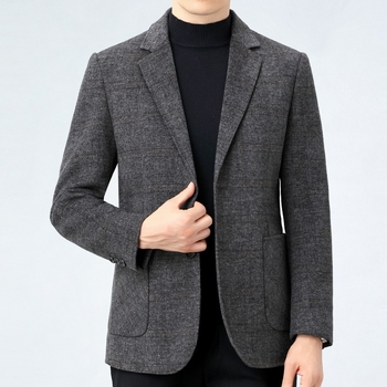 Casual vuneni odijelo za muškarce, bez glačanja, jednopojasno kopčanje s dva gumba, ovratnik odijela