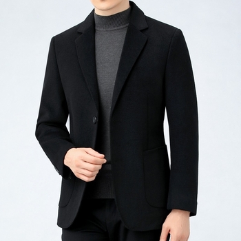 Casual vuneni odijelo za muškarce, bez glačanja, jednopojasno kopčanje s dva gumba, ovratnik odijela