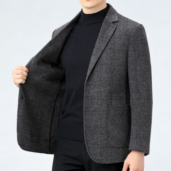 Casual vuneni odijelo za muškarce, bez glačanja, jednopojasno kopčanje s dva gumba, ovratnik odijela