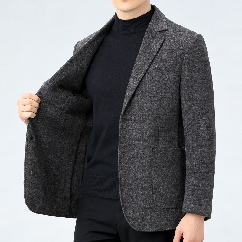 Casual vuneni odijelo za muškarce, bez glačanja, jednopojasno kopčanje s dva gumba, ovratnik odijela