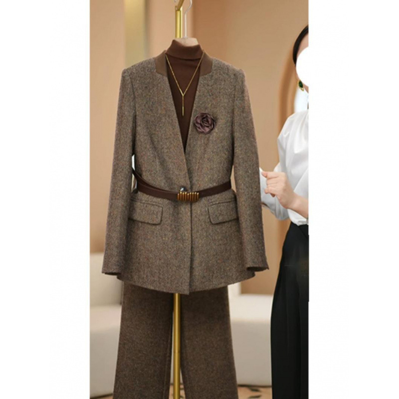 Női őszi utcai stílusú blézer, lótuszleveles gallér, egyrészes gombolás, hosszú ujjú, akril anyag, 95%+