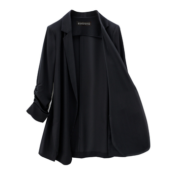 Plusz méretű női nyári napvédő zakó, laza szabás, 3/4-es ujjak szirmu formájú ujjak; anyag: akril rost; fő szövet: regenerált cellulóz rost