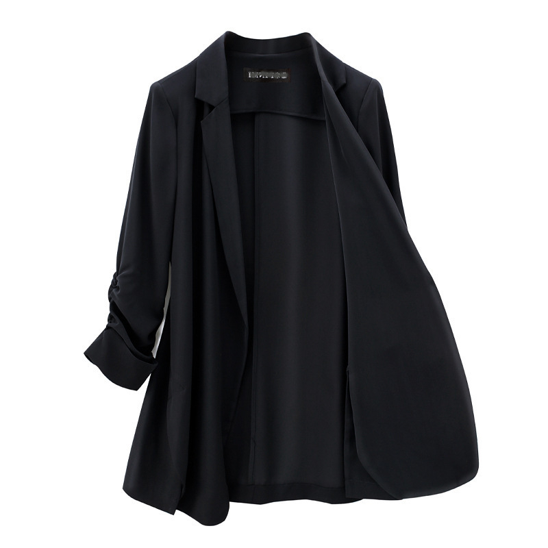 Plusz méretű női nyári napvédő zakó, laza szabás, 3/4-es ujjak szirmu formájú ujjak; anyag: akril rost; fő szövet: regenerált cellulóz rost