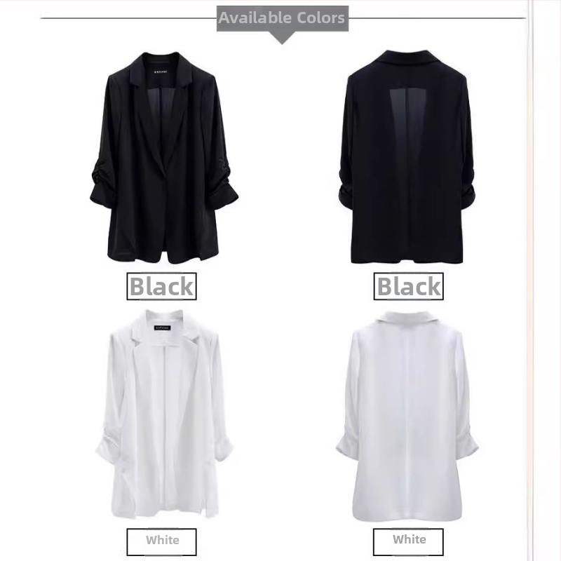 Plus-size dámske letné sakó s ochranou proti slnku, voľný strih, 3/4 rukáv s lupienkovým tvarom; materiál: akrylové vlákno; hlavný zloženie: vlákna regenerovanej celulózy