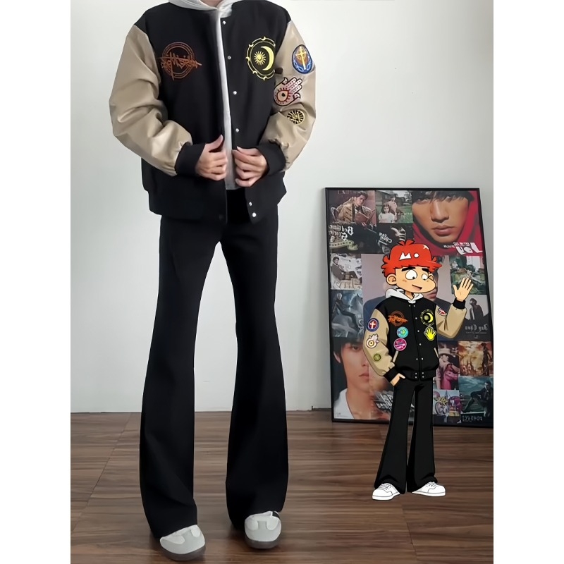 Muške hlače ravnog kroja, casual za svakodnevnu upotrebu, poliester, mikroelastični, fleece podstava za jesen-zimu, bez glačanja