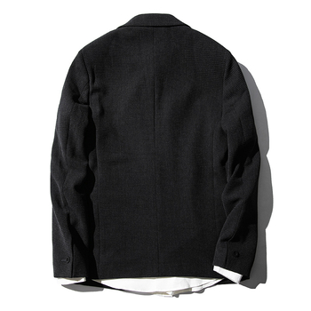 Muško casual sako, labav kroj, ovratnik sakoa, jednostruko kopčanje, poliesterova smjesa, žakardni uzorak