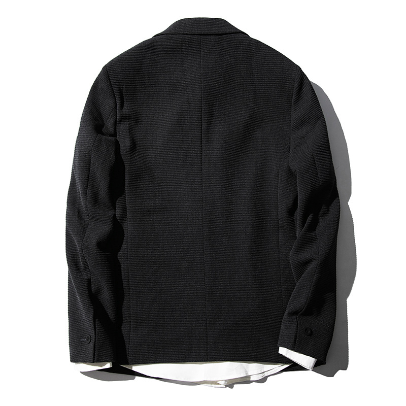 Muško casual sako, labav kroj, ovratnik sakoa, jednostruko kopčanje, poliesterova smjesa, žakardni uzorak