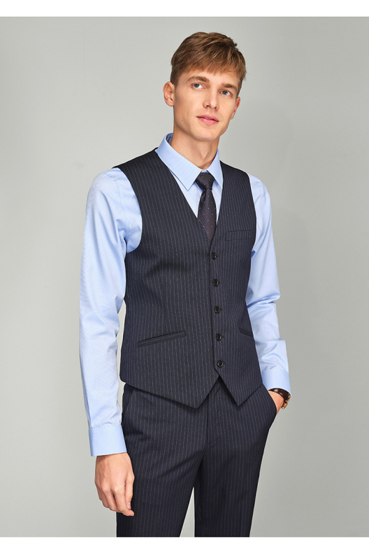 Muško sako s prugama, Slim-fit, nepeglano, mješavina poliester-viskoza-elastan (70/28/2), ravni ovratnik, jednoredno zatvaranje s dva gumba