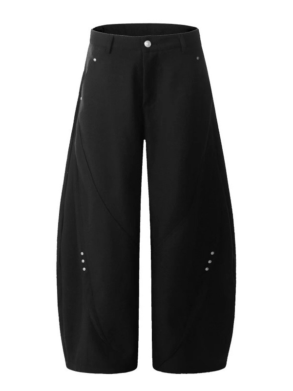Pantalone High Street retro dizajn s dekonstrukcijskim rivet detaljima, blago šireći kroj, mikroelastični poliestar, proljeće–jesen
