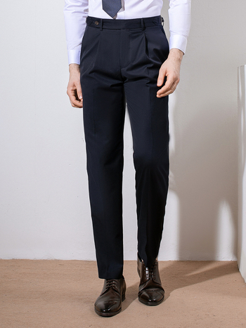 Neapolitán gyapjú férfi nadrág, magas derekú, egyenes szabás, egyetlen redő