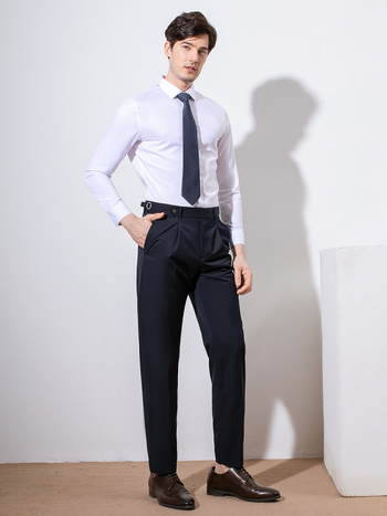 Neapolitán gyapjú férfi nadrág, magas derekú, egyenes szabás, egyetlen redő