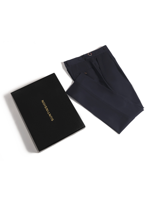 Neapolitán gyapjú férfi nadrág, magas derekú, egyenes szabás, egyetlen redő