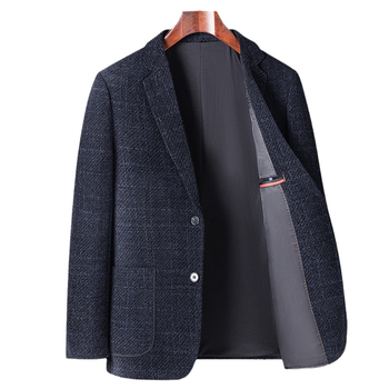 Slim-fit blejzer od poliestera kariranog uzorka, ovratnik tipa košulje, jednostrano kopčanje, dugi rukavi