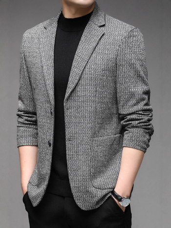 Muško casual sako od Mulberry svile, slim fit, s jednim redom kopči, dva gumba, podstava od poliestera, za proleće i jesen