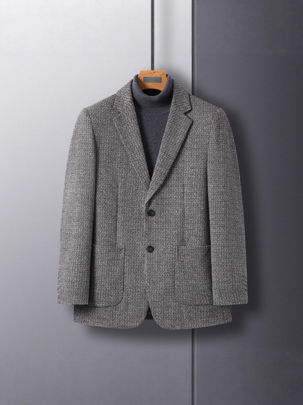 Muško casual sako od Mulberry svile, slim fit, s jednim redom kopči, dva gumba, podstava od poliestera, za proleće i jesen