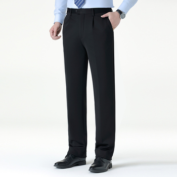 Pantaloni de iarnă pentru bărbați, căptușiți cu lână, talie înaltă, croială lejeră, cu nasturi.