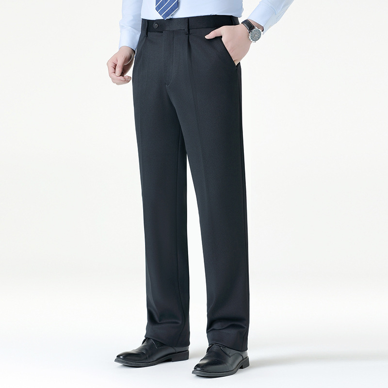 Pantaloni de iarnă pentru bărbați, căptușiți cu lână, talie înaltă, croială lejeră, cu nasturi.