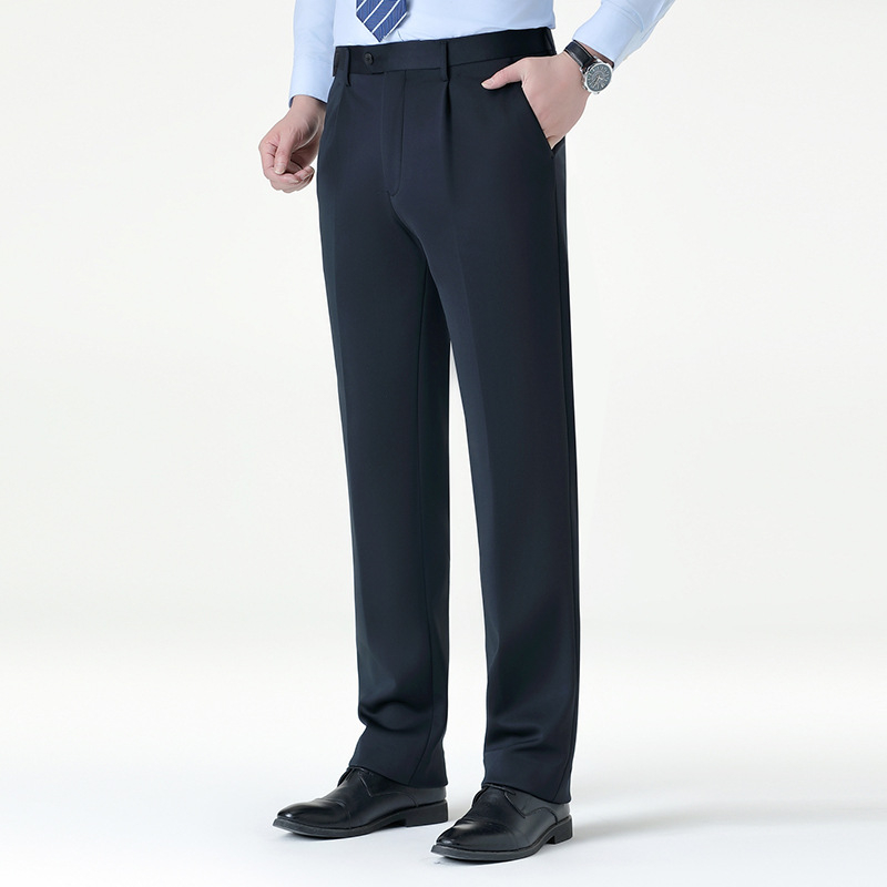 Pantaloni de iarnă pentru bărbați, căptușiți cu lână, talie înaltă, croială lejeră, cu nasturi.