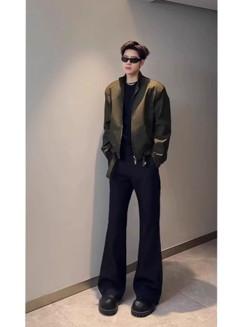 Muške hlače od poliestera – slim fit, blago proširene, rastezljive, zimske 2024