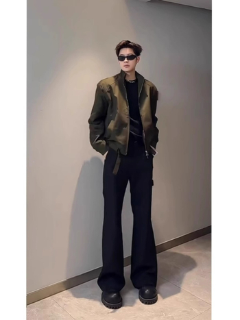 Muške hlače od poliestera – slim fit, blago proširene, rastezljive, zimske 2024