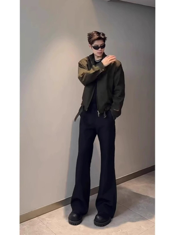 Muške hlače od poliestera – slim fit, blago proširene, rastezljive, zimske 2024