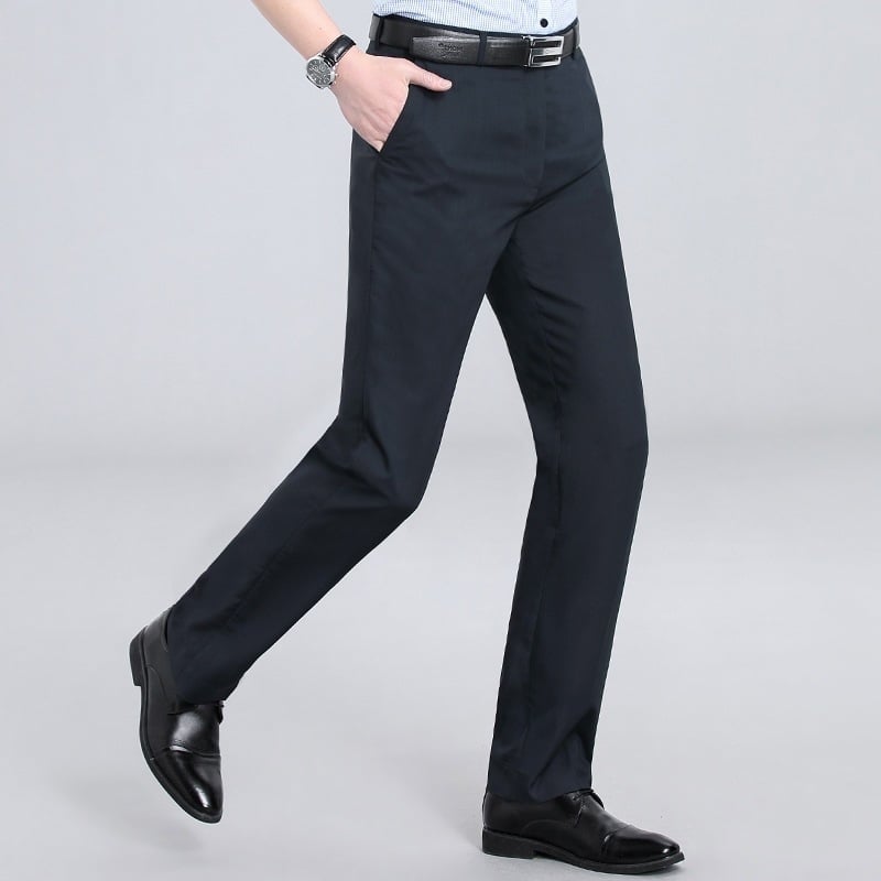 Ανδρικοί παντελόνες από μαλλί, ίσια γραμμή, υψηλή μέση, καλοκαίρι, 52% μαλλί, επιχειρηματικό επίσημο στυλ