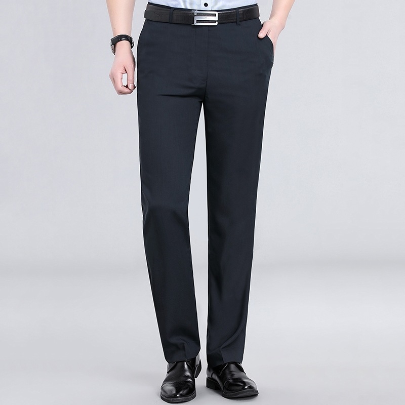 Ανδρικοί παντελόνες από μαλλί, ίσια γραμμή, υψηλή μέση, καλοκαίρι, 52% μαλλί, επιχειρηματικό επίσημο στυλ
