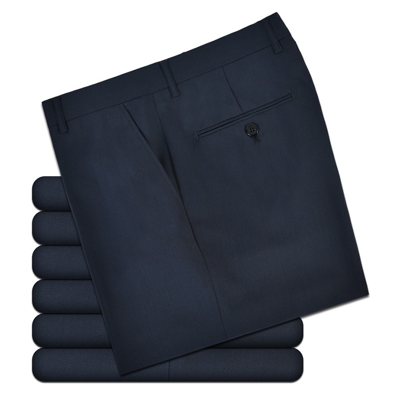 Ανδρικοί παντελόνες από μαλλί, ίσια γραμμή, υψηλή μέση, καλοκαίρι, 52% μαλλί, επιχειρηματικό επίσημο στυλ