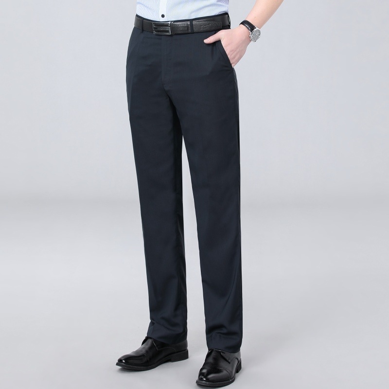 Ανδρικοί παντελόνες από μαλλί, ίσια γραμμή, υψηλή μέση, καλοκαίρι, 52% μαλλί, επιχειρηματικό επίσημο στυλ