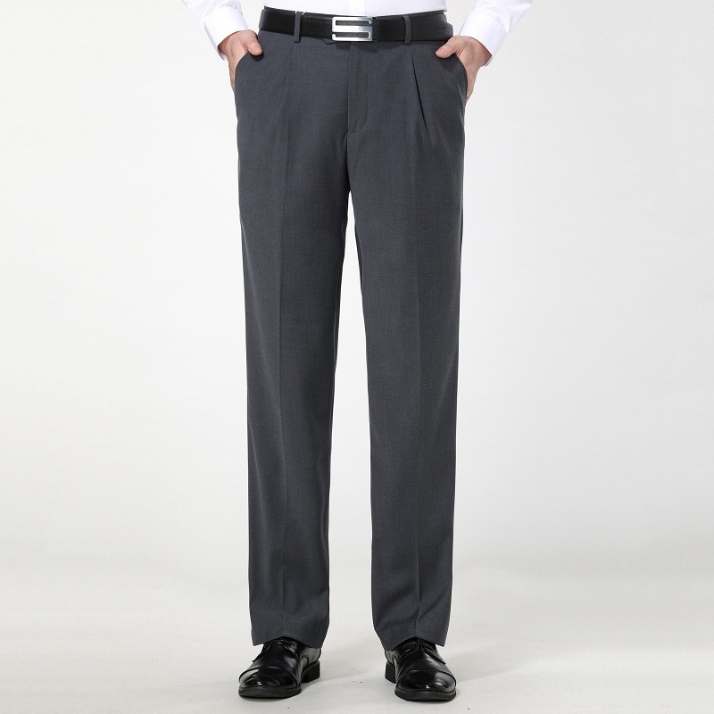 Muške vunene hlače za poslovni stil, široki kroj, poslovno formalni stil, 75% vuna, sezona proljeće–jesen, izlazak jeseni 2025, gumbi detalj.