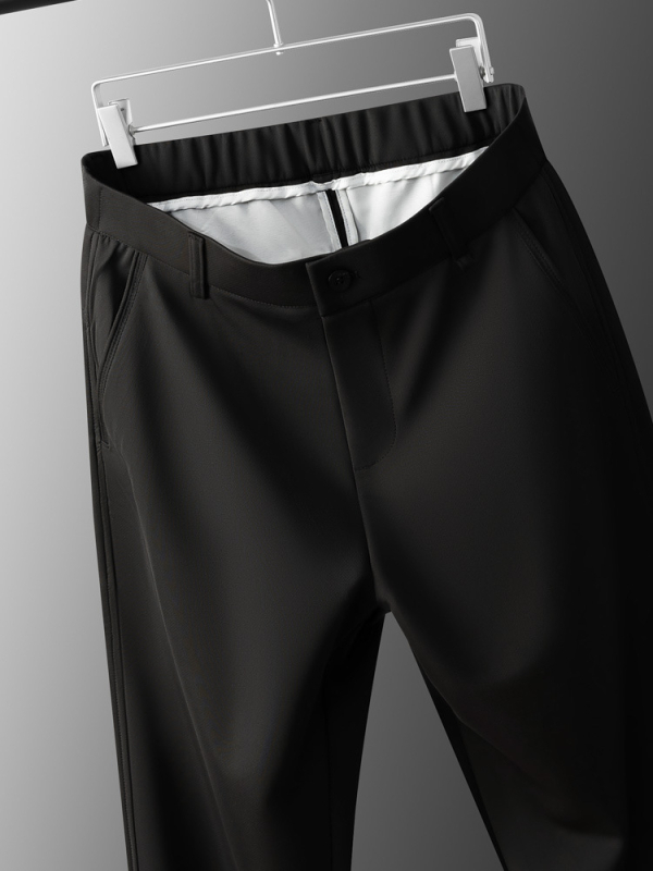 Muške poslovne hlače, ravne kroja, mikroelastične, polyester 87%, težina tkanine 340 g, četiri sezone